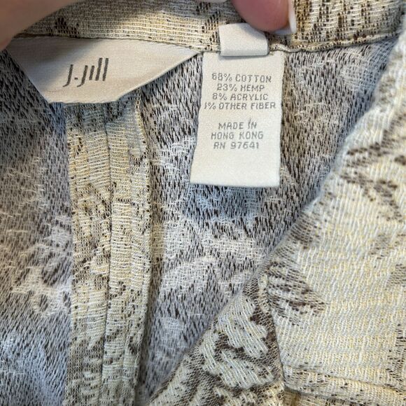 J Jill Womens Blazer Large Beige Floral Pockets Button Up Tapestry Church Office - Picture 7 of 12
